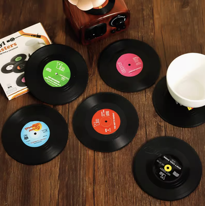 Retro CD Record Coasters Cup Mat Set (6-12PCS)